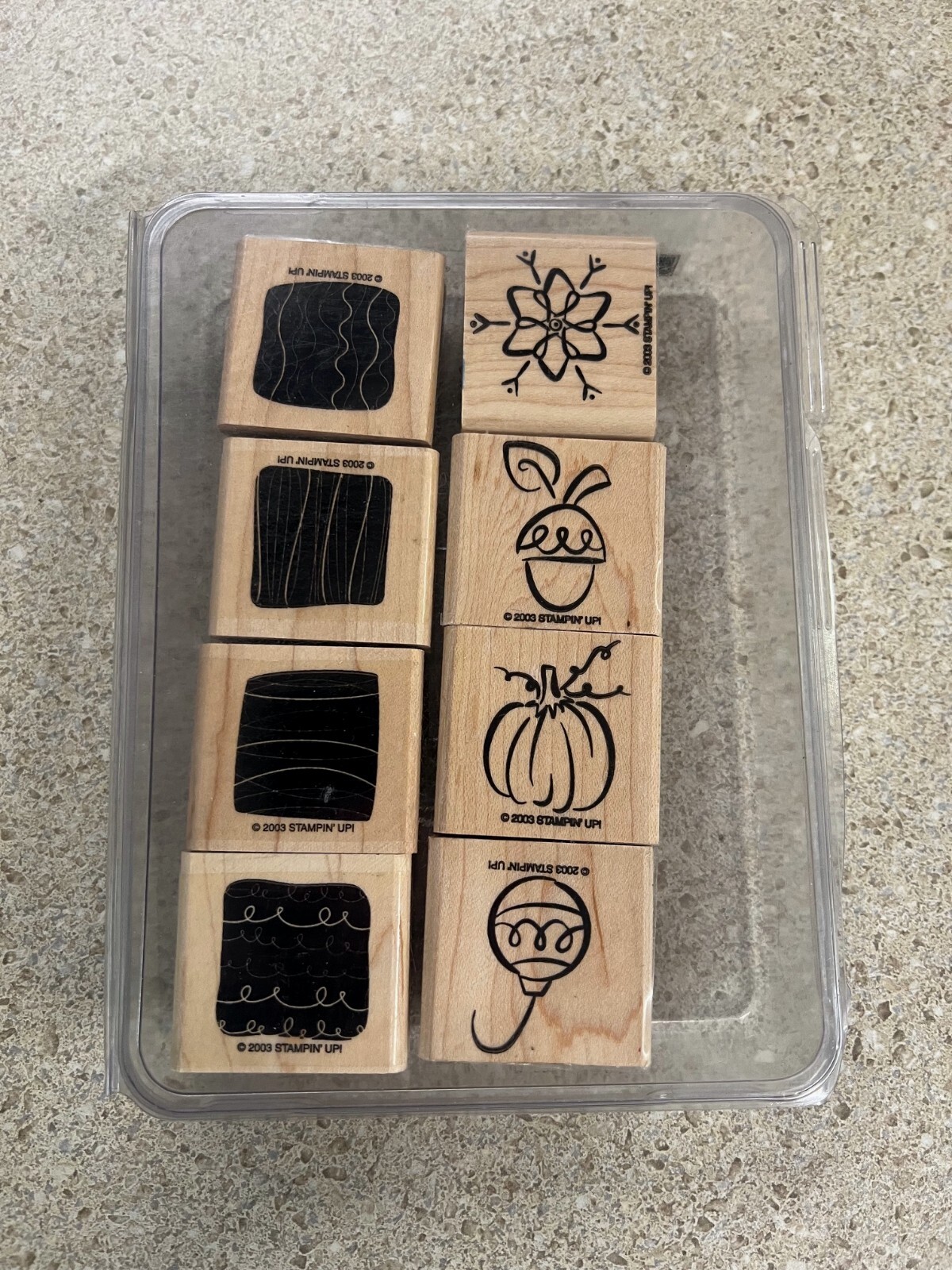 Stampin Up Little Layers II Set Of 8 Wood Mounted Rubber Stamp Used