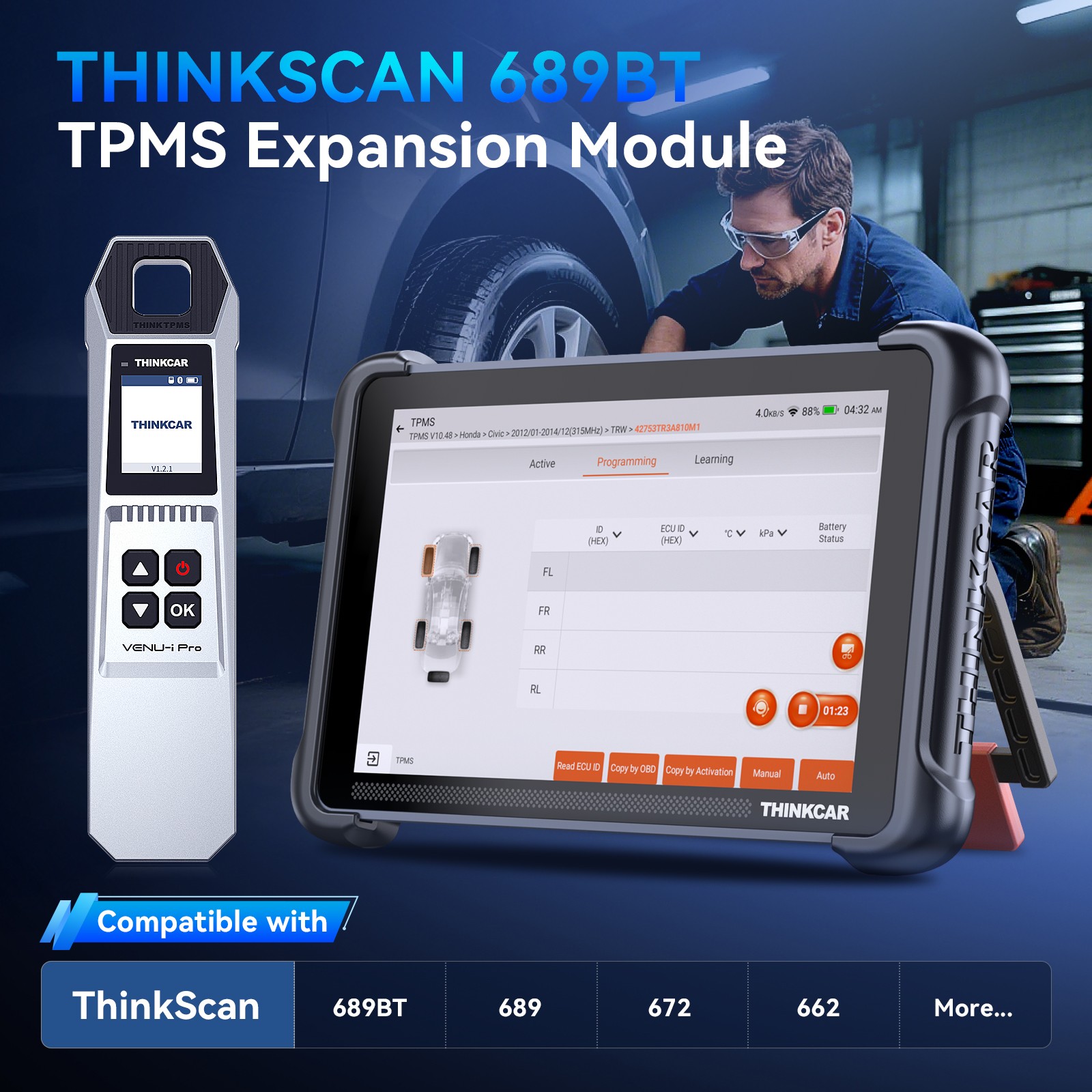 ThinkScan 689BT w/ TPMS Programmer Bidirectional Diagnostic OBD2 E.CU Coding