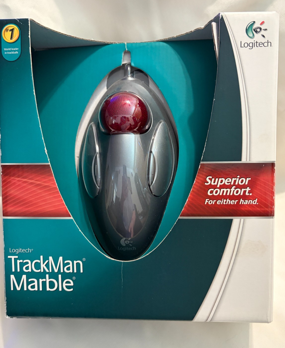 Logitech TrackMan Marble Mouse USB Wired Trackball Ergonomic - New Open Box