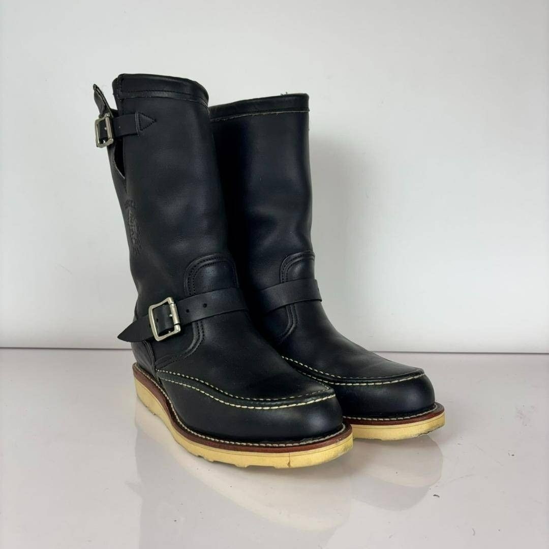 Chippewa Boots 97878 Leather Black Moc Toe Engineer Boots Size 7E