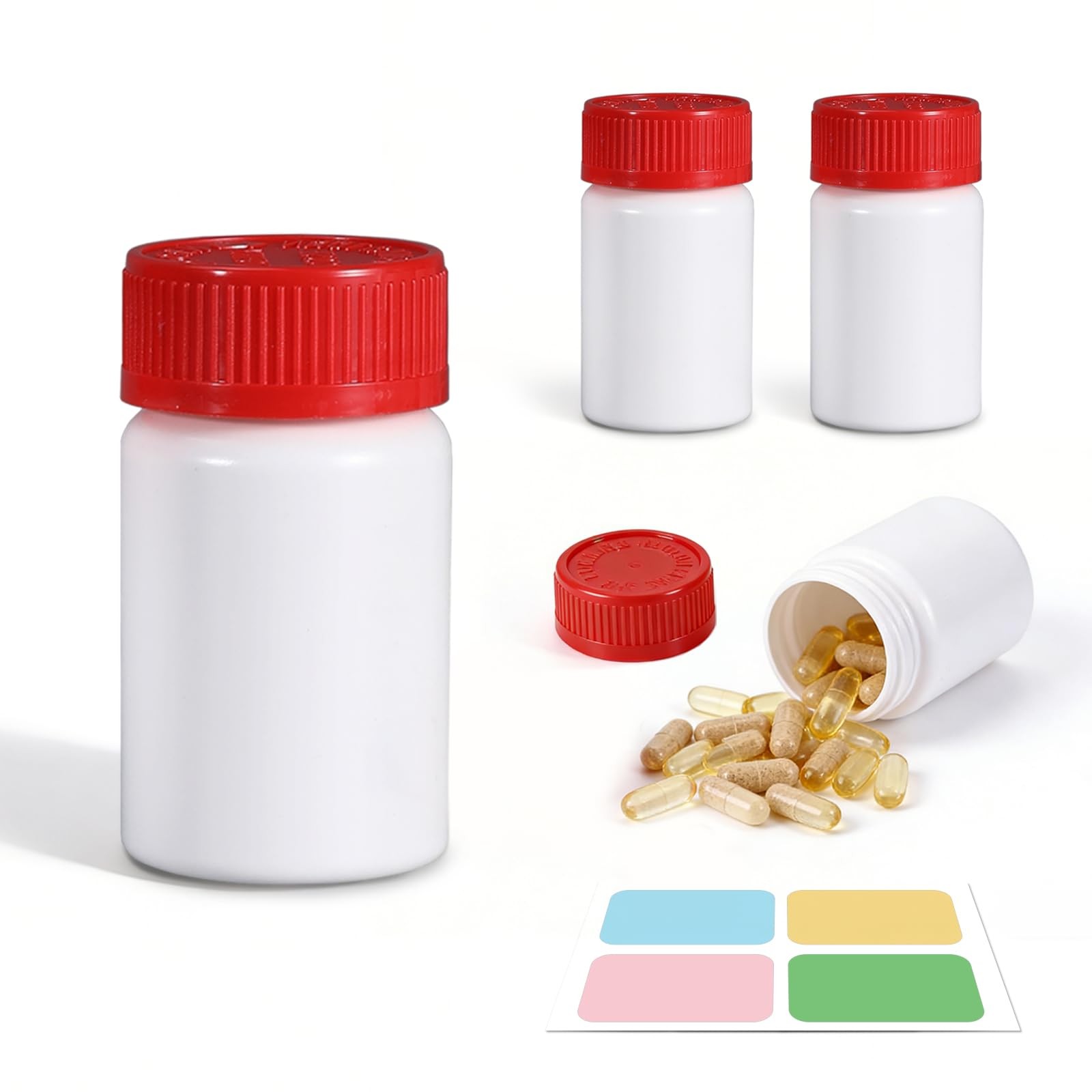 UMETASS 4 Pack Small Empty Plastic Bottles for Pills  Travel Medicine Contain...