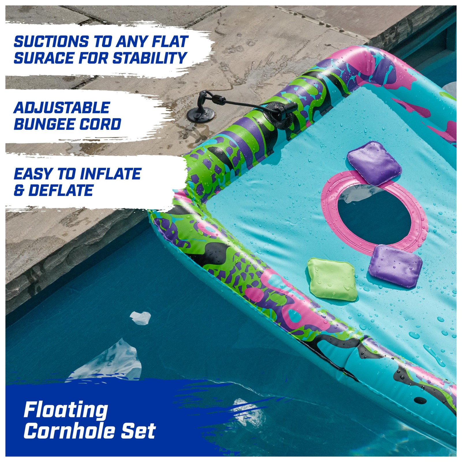 Hydro Cornhole Pool Game with Floating Bean Bags - Fun for Beach & Pool