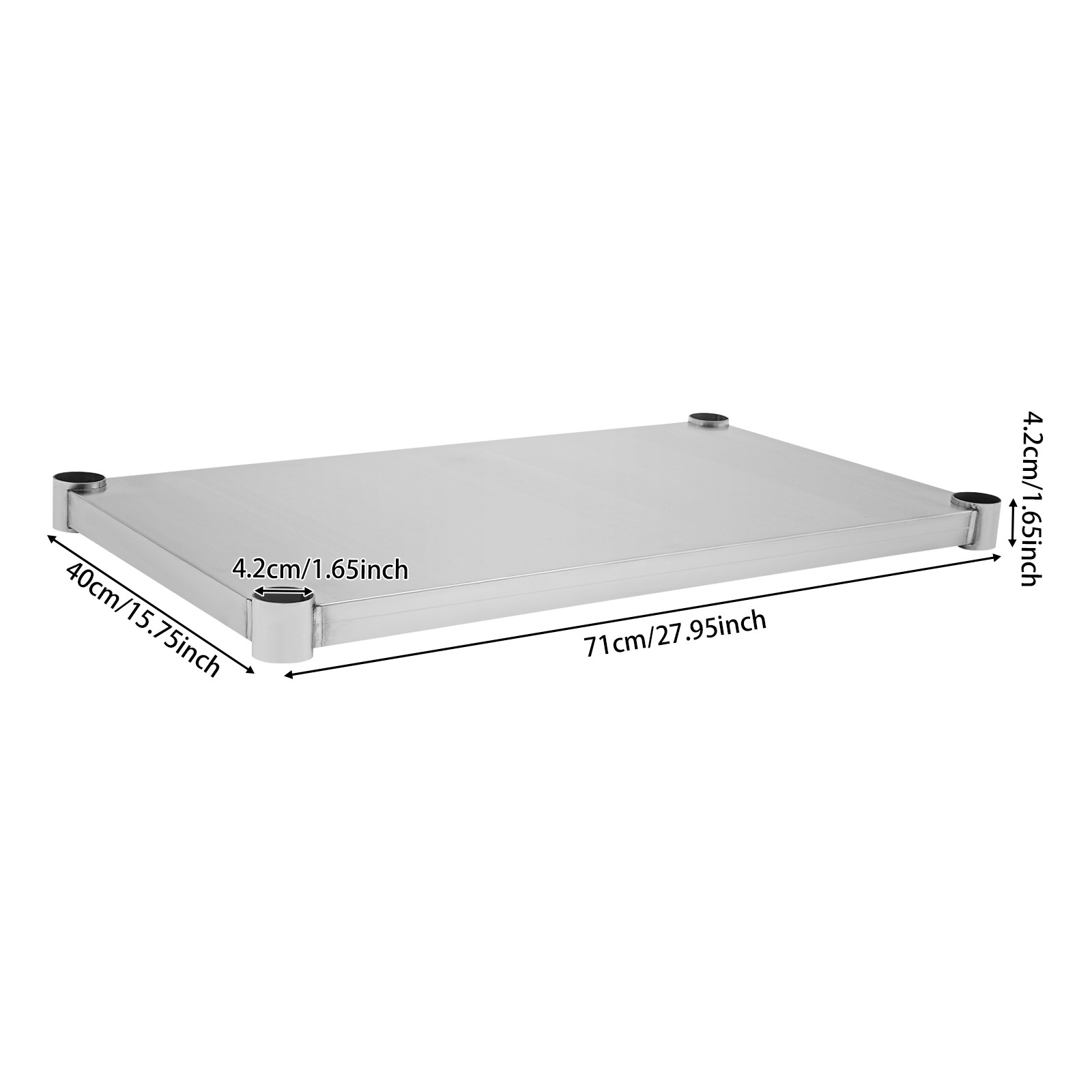 Stainless Steel Rectangular Shelf for Work Table, Adjustable 220 lbs Capacity