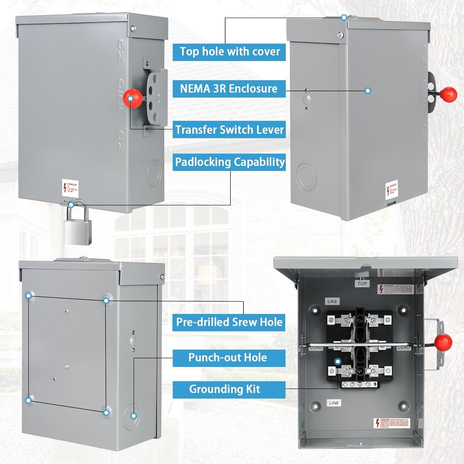 100A Manual Transfer Switch for Generator, Manual Generator Transfer Switch,1...