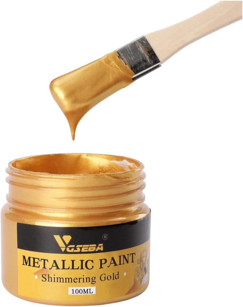 Acrylic Paint Metallic Gold, Non Toxic, 3.38 Fl Oz (Pack of 1), golden