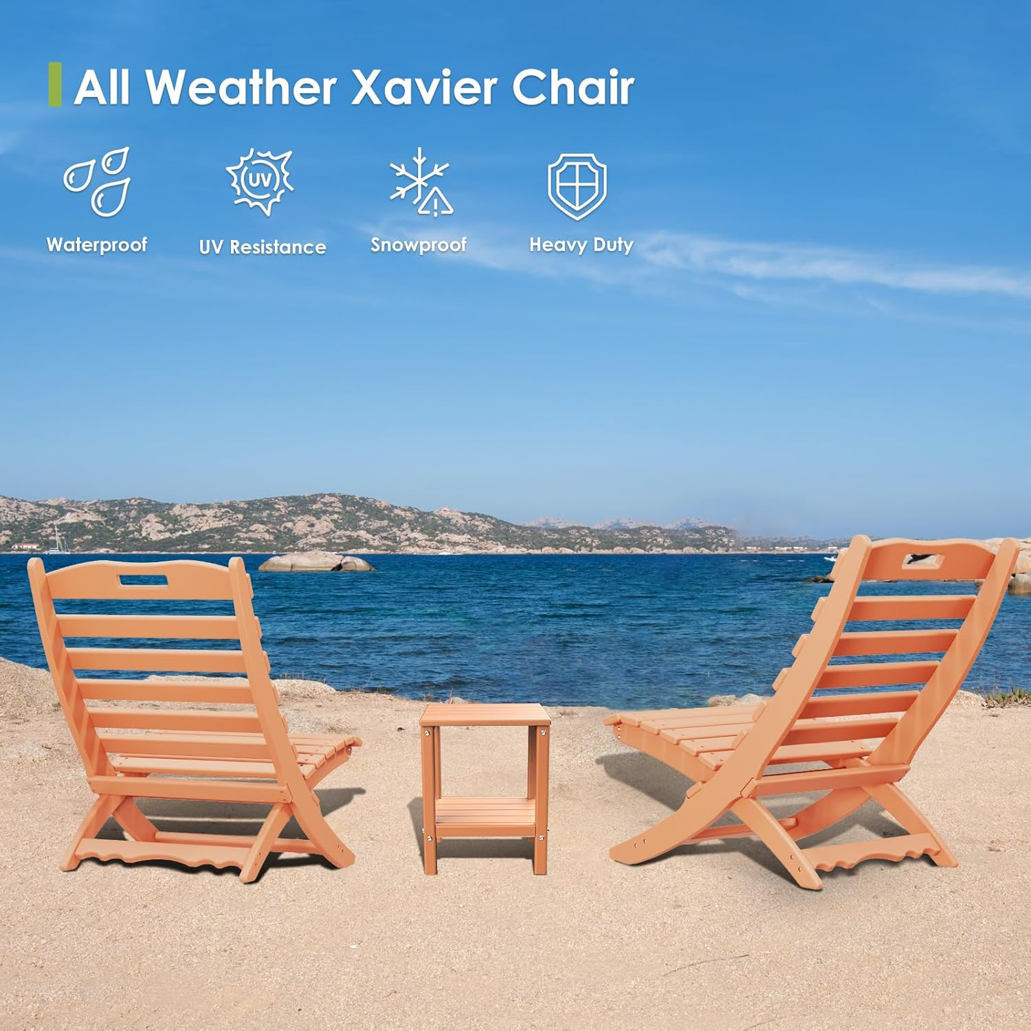 Limited Edition Apricot Adirondack Chairs Set of 2 for Outdoor Relaxation