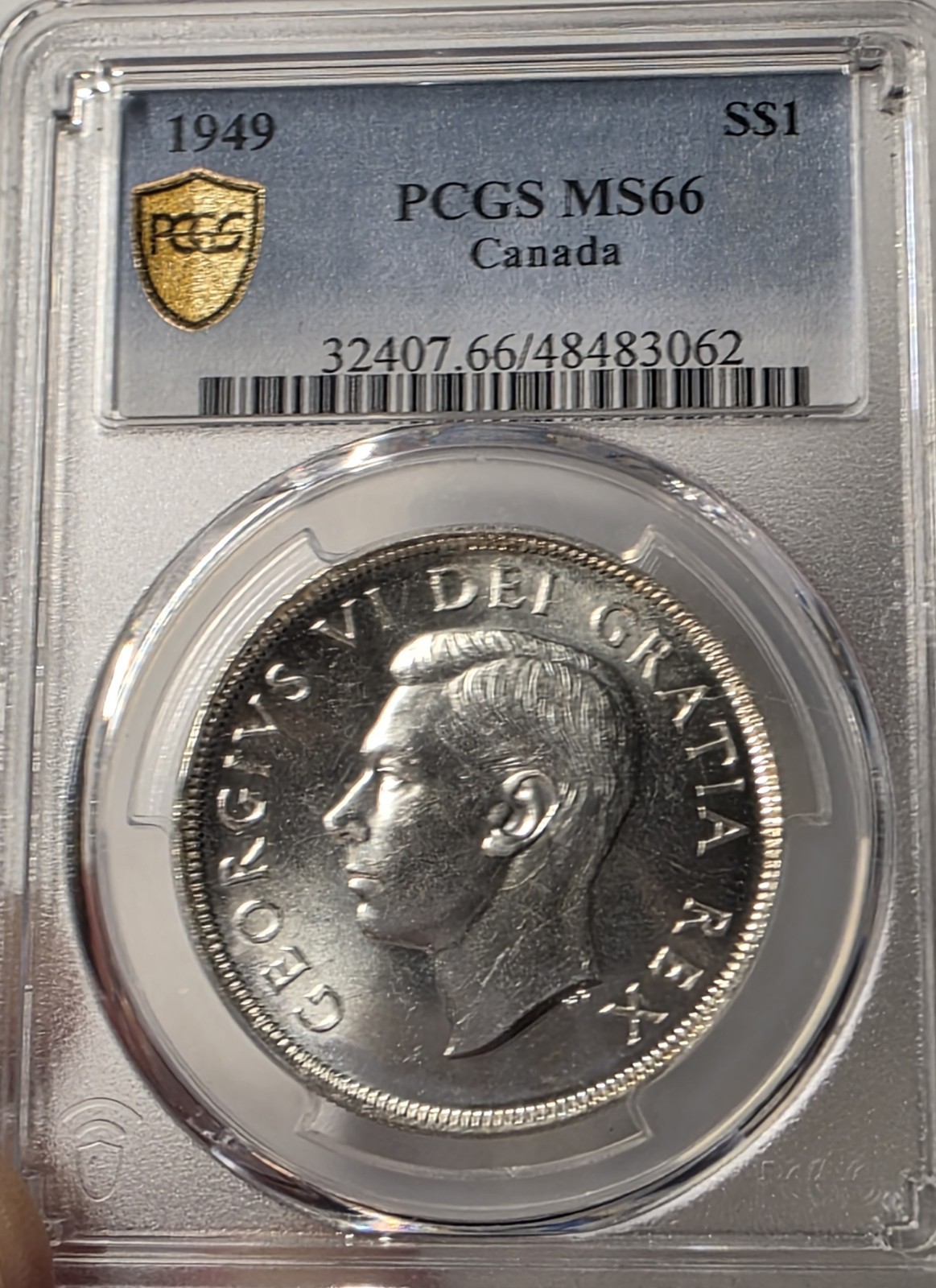1949 Canada $1 Dollar PCGS Graded MS 66! Gold Shield W/ TrueView!