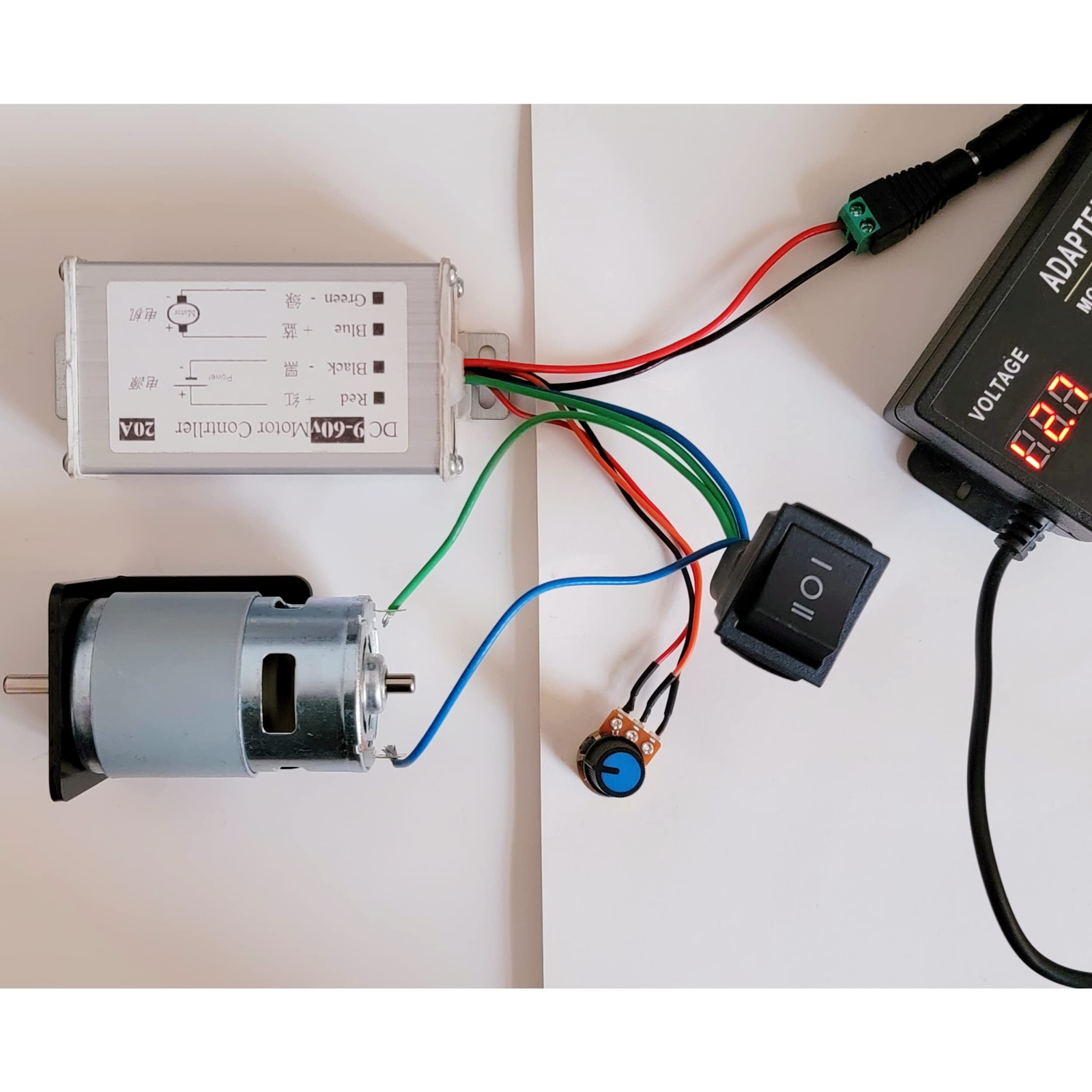 DC Motor Speed Controller 20A 1200W Brush Motor Driver Controls DC 9V-60V 12V...
