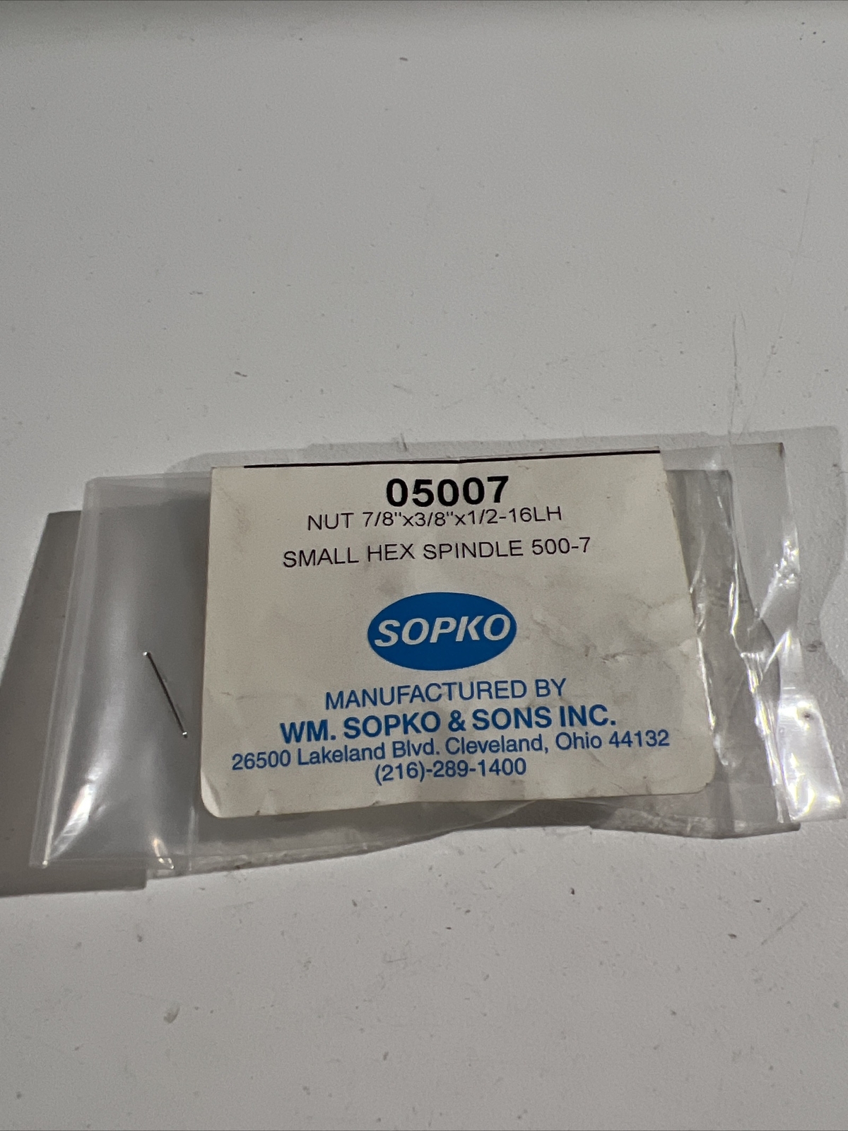 Sopko 05007 Small Hex Spindle 500-7  (nut 7/8x3/8x1/2-16LH) (Joe)