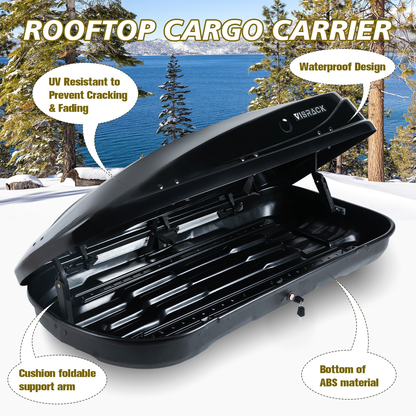 13 Cu. Ft. Rooftop Cargo Box Luggage Carrier w/ Keys, Dual-Side Opening, Black