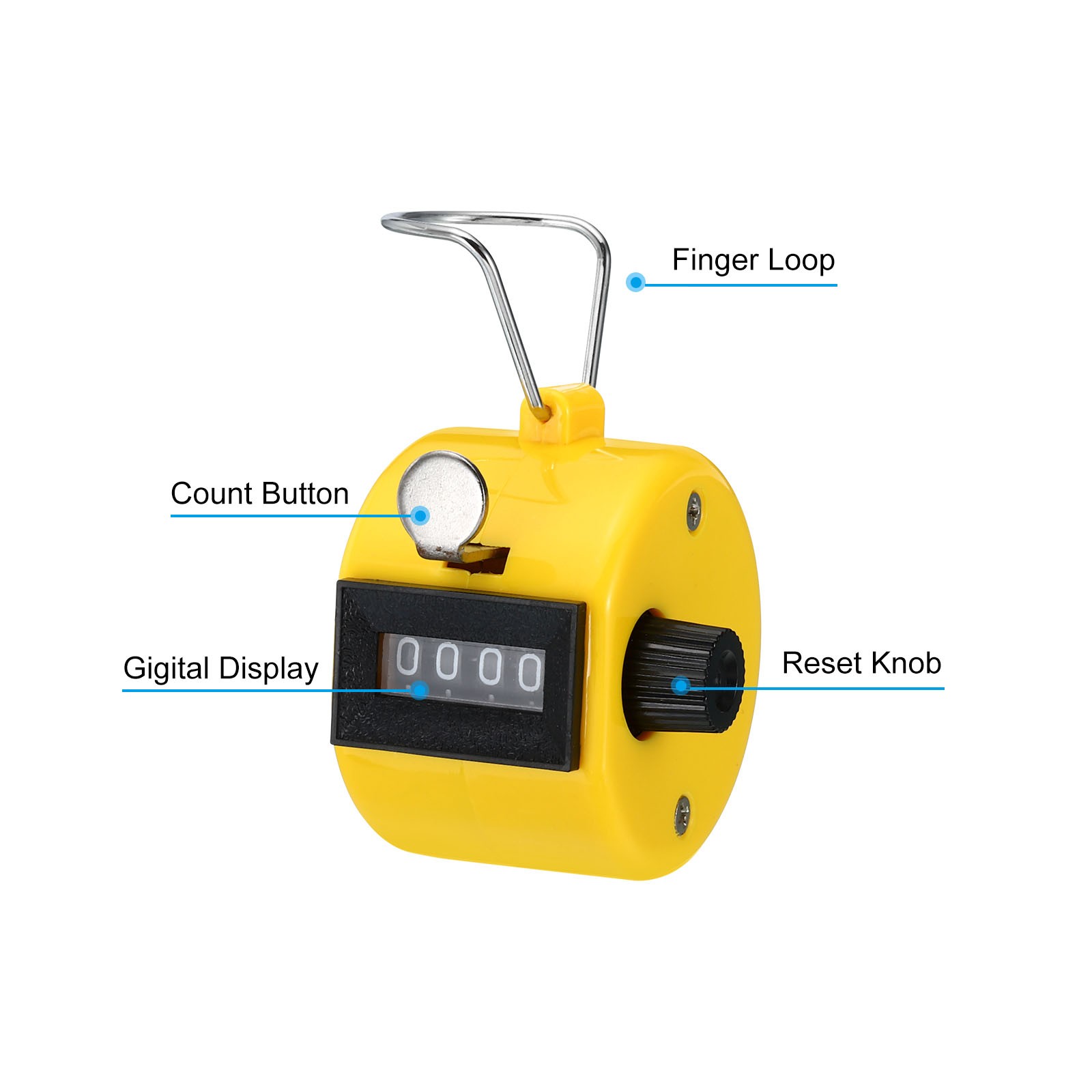12pcs Click Counters 4 Digit Mechanical Handheld Hand Tally Lap Counter Yellow