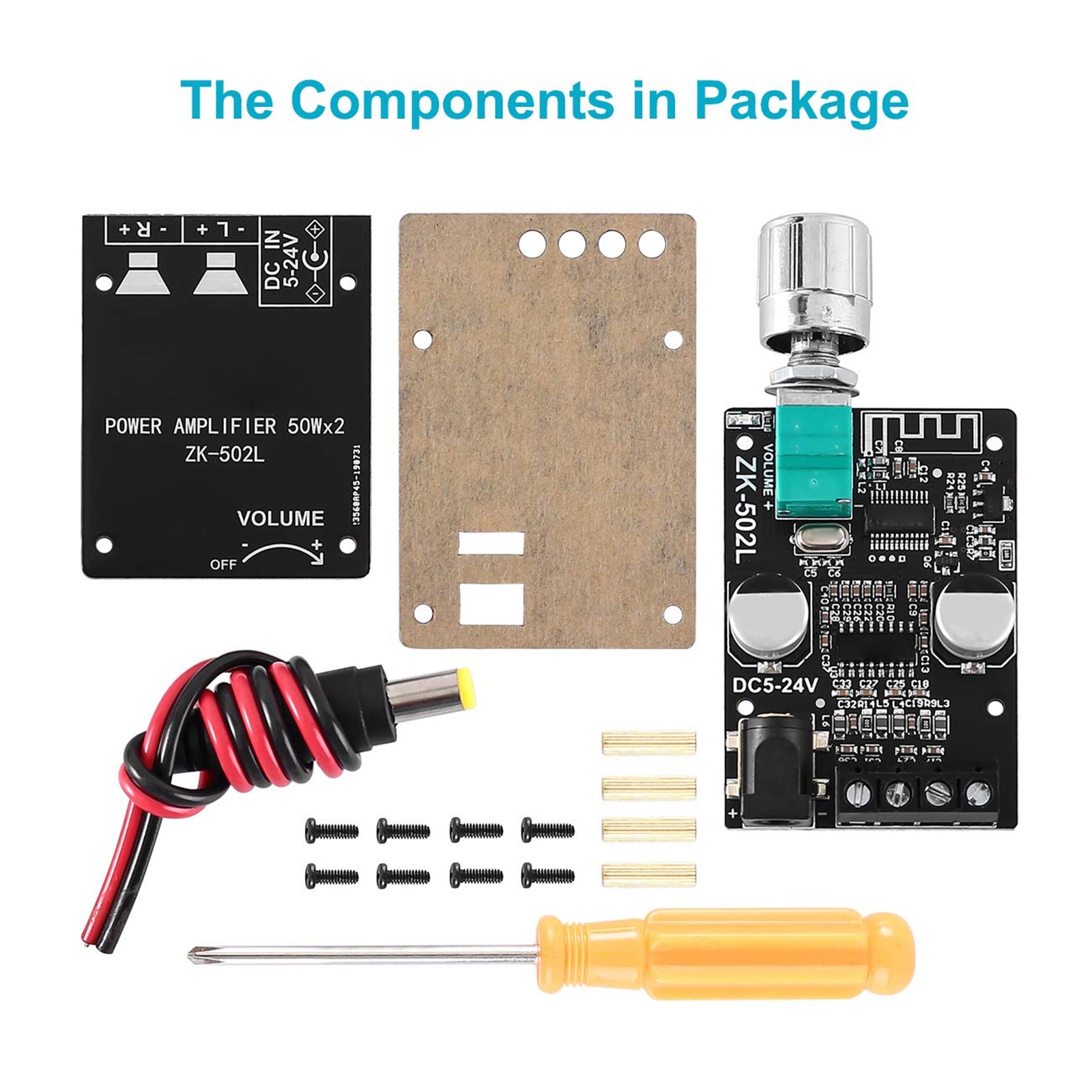 ZK‑502L Bluetooth Power Amplifier Board Stereo Digital Audio Amplifier WT