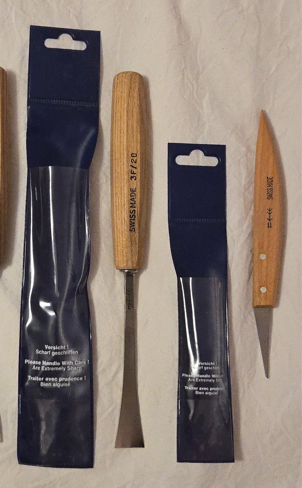 Pfiel Swiss Made Carving Tools Assortment (8 Tools) and Sharpening Stones Set
