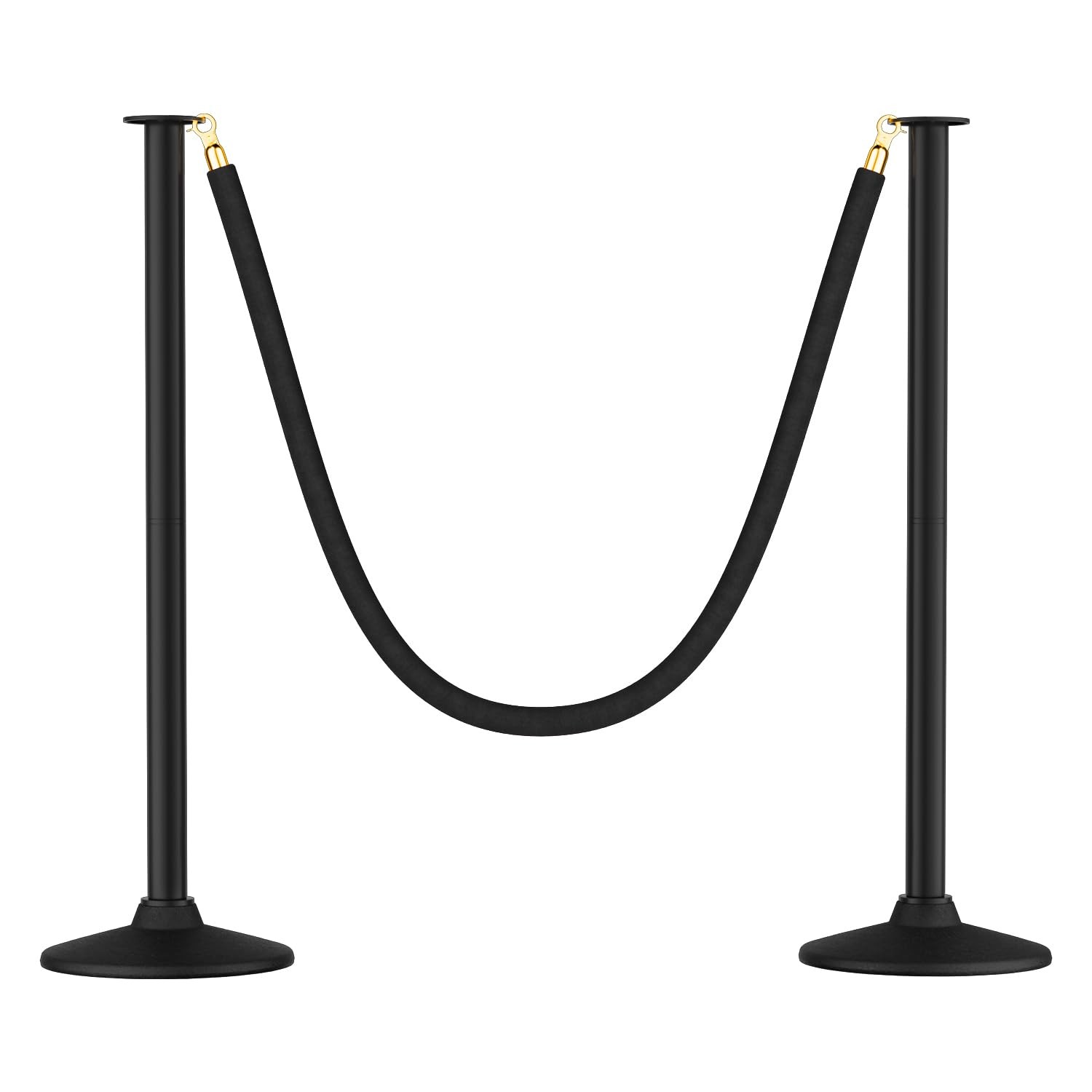 RoadHero Plastic Stanchion Post, Black Velvet Ropes and Poles with Weighted Base