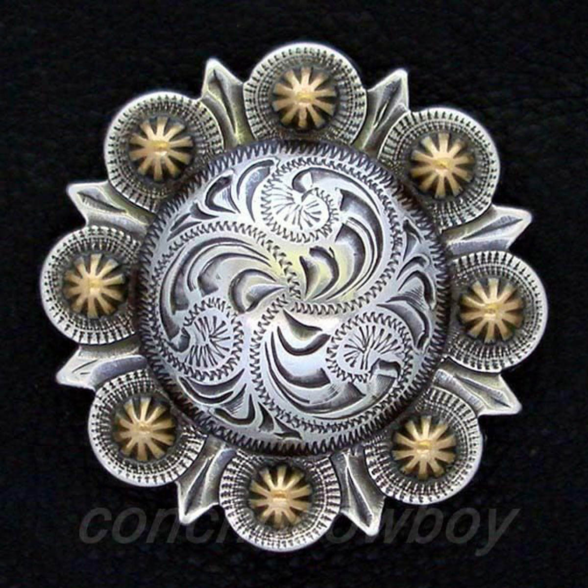 WESTERN HORSE TACK HEADSTALL SADDLE ANTIQUE GOLD BERRY CONCHO 2-3/8" screw back