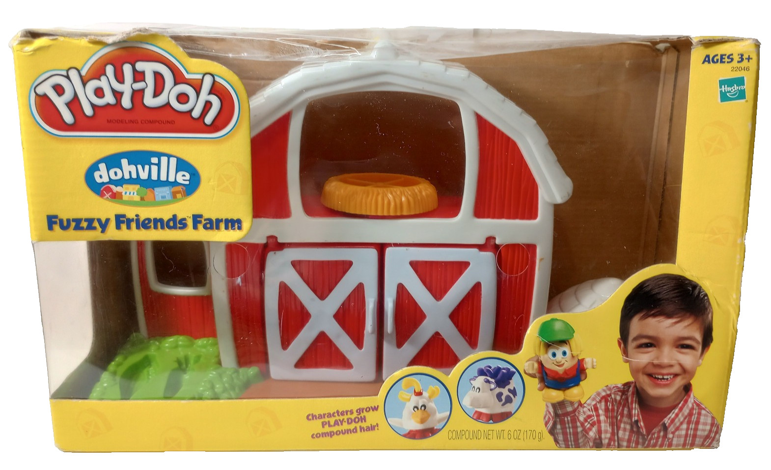 Play-Doh 2003 Dohville Fuzzy Friends Farm Chicken Cow Farmer Eggs - IN BOX