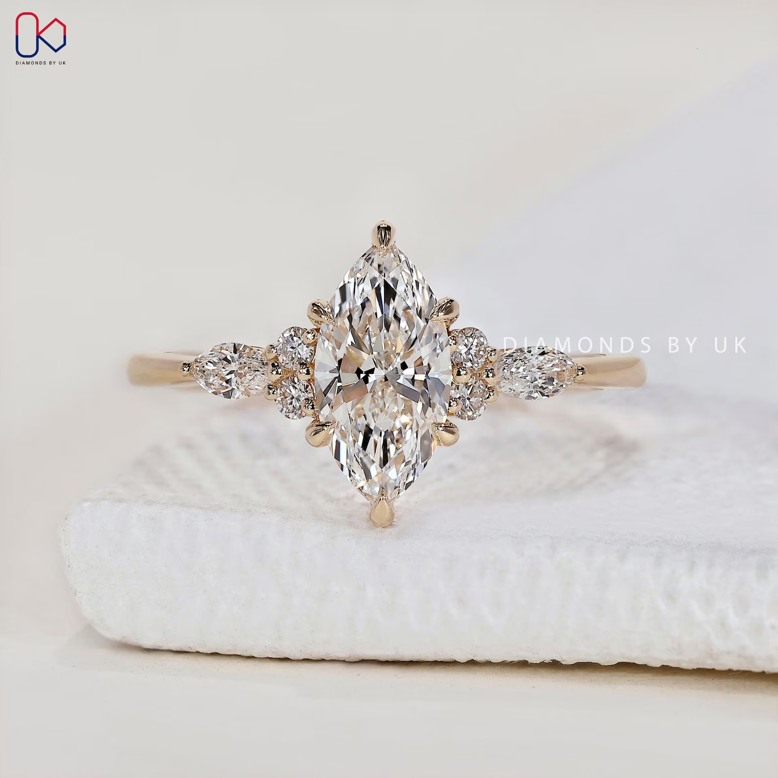2 CT Marquise Simulated Diamond Engagement Ring Solid 925 Yellow Sterling Silver