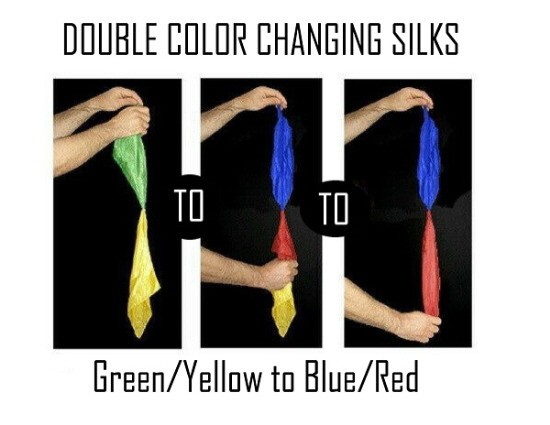 18 INCH DOUBLE COLOR CHANGING SILK - 100 % SILK -  SILK MAGIC TRICK