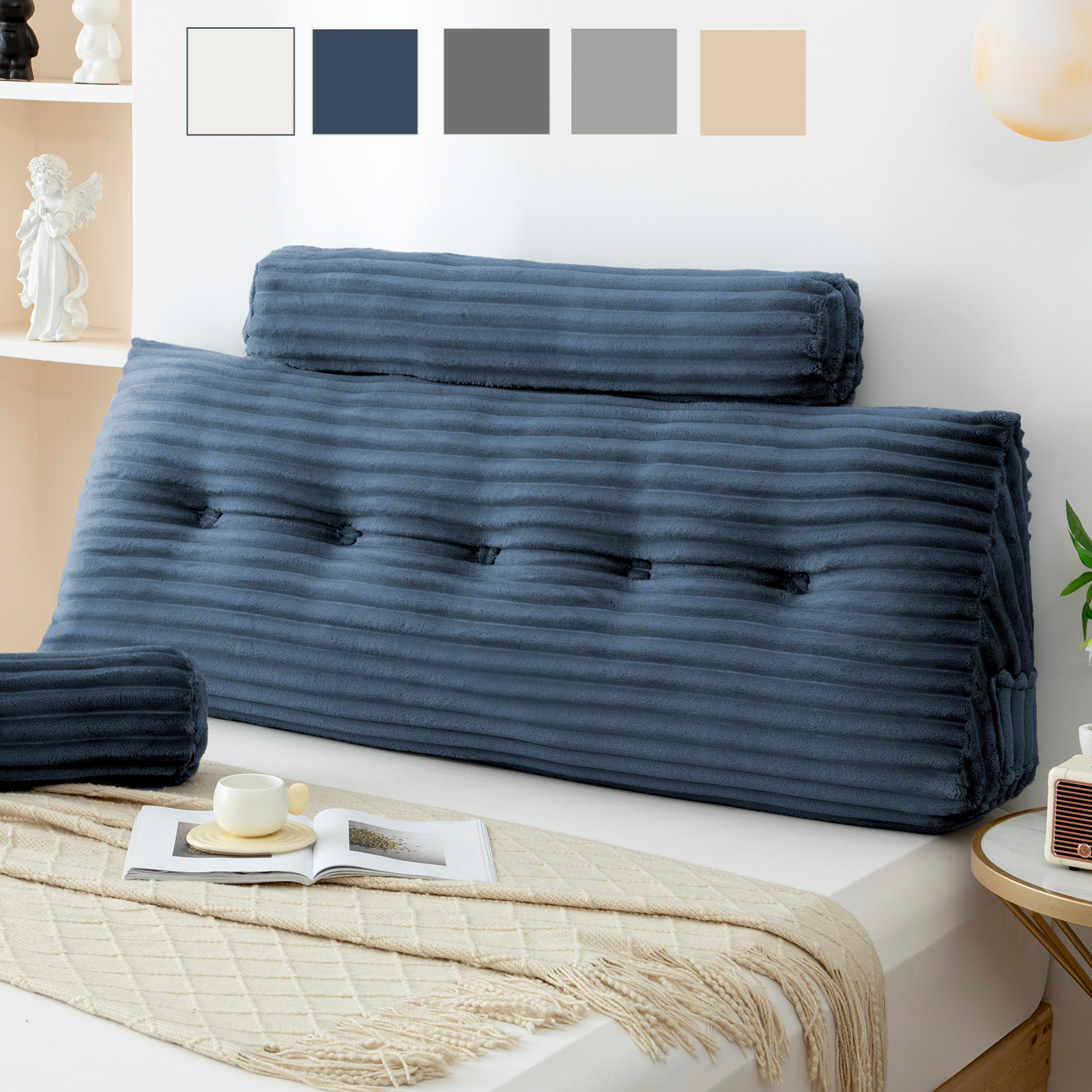 Overstuffed Reading Pillow Back Support Bouncy Bed Wedge Headboard Alternative