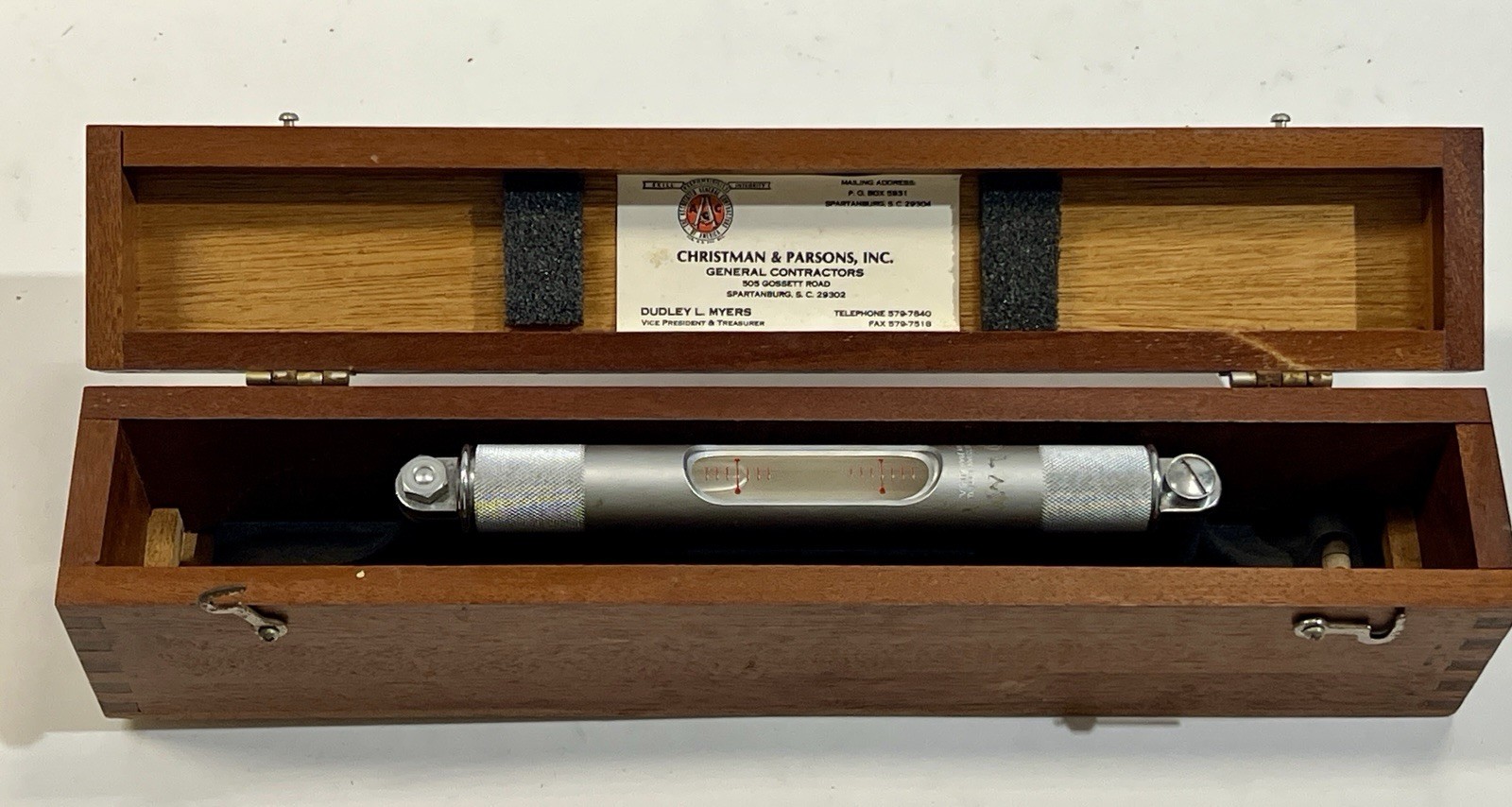 Vintage Starrett No 98-12 Machinist Precision Level With Wood Case Base Complete