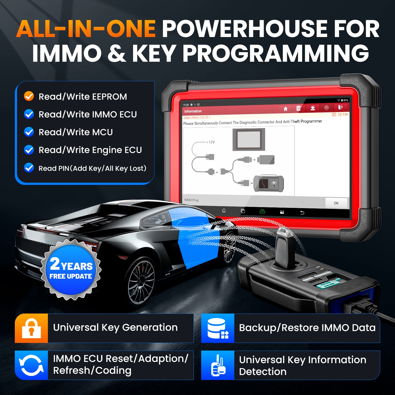 LAUNCH X431 IMMO ELITE PLUS Car Diagnostic Scanner Tool Key Programming Clone