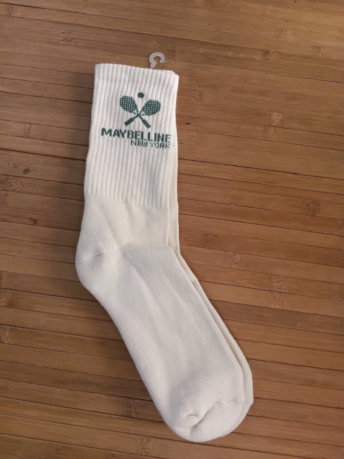 NWOT Woman's Maybelline Makeup New York Long Tomb Socks White/Green Tennis