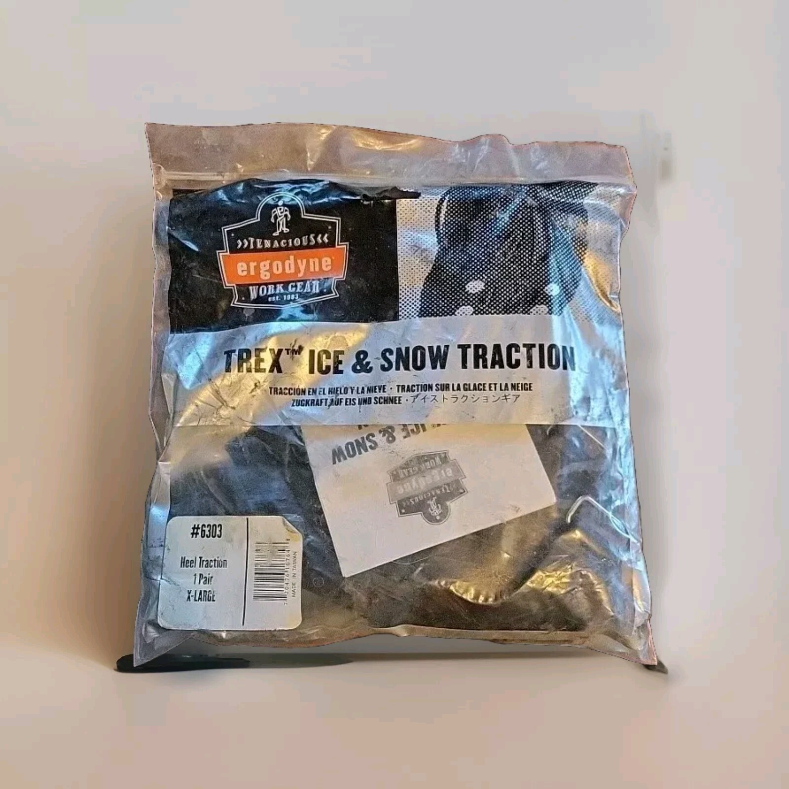 ERGODYNE #6300 TREX ICE & SNOW TRACTION GRIPS, XL: SIZE 12-14, BLACK, NIB