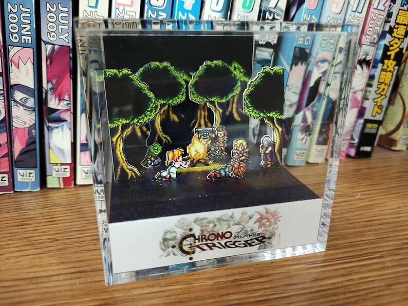 Chrono Trigger Campfire Handmade Diorama - Gameboy / Retro Gaming Cube - Fanart