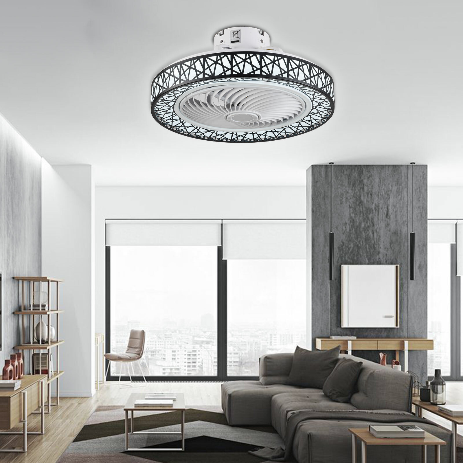 LED Invisible Ceiling Fan Light Dimmable Chandelier Fan Lamp With Remote Control