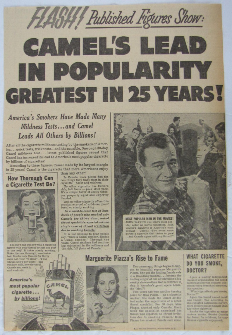 Vintage 1951 JOHN WAYNE Newspaper Print Ad