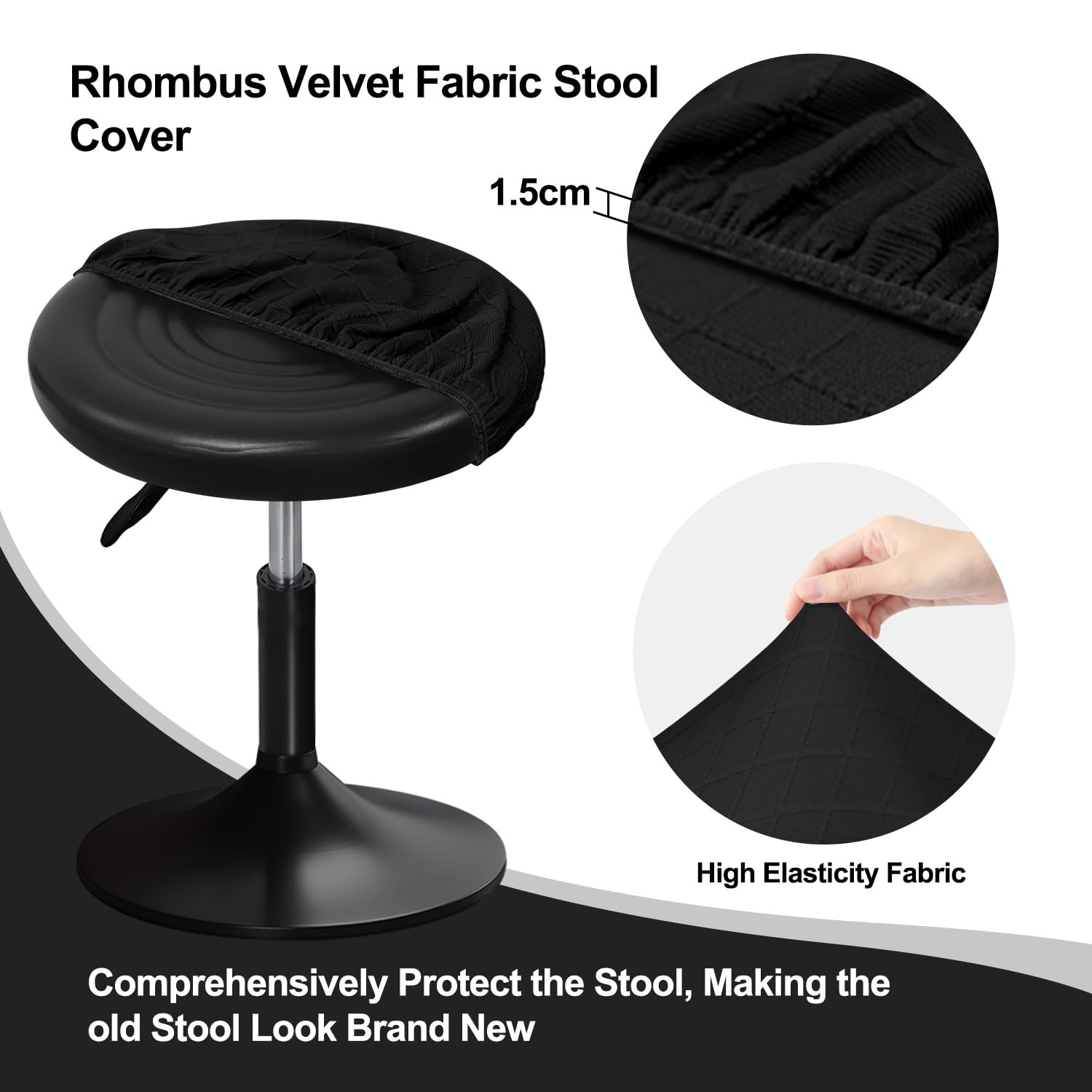Stretch Stool Covers Round 12-16"/30-40cm Plaid Pattern Bar Stool Covers Roun...