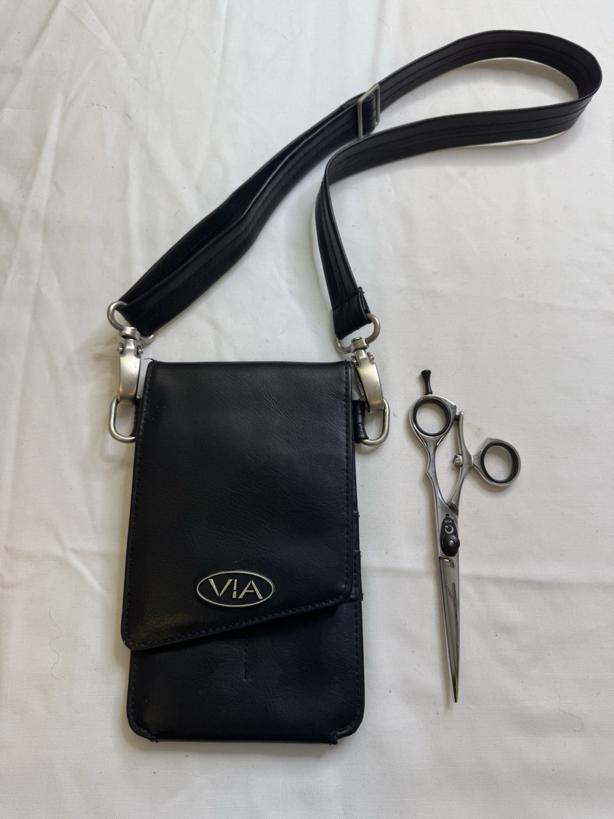 VIA stylist Salon Hairdresser Scissors w/ Pouch Multiple Pocket Detachable Belt