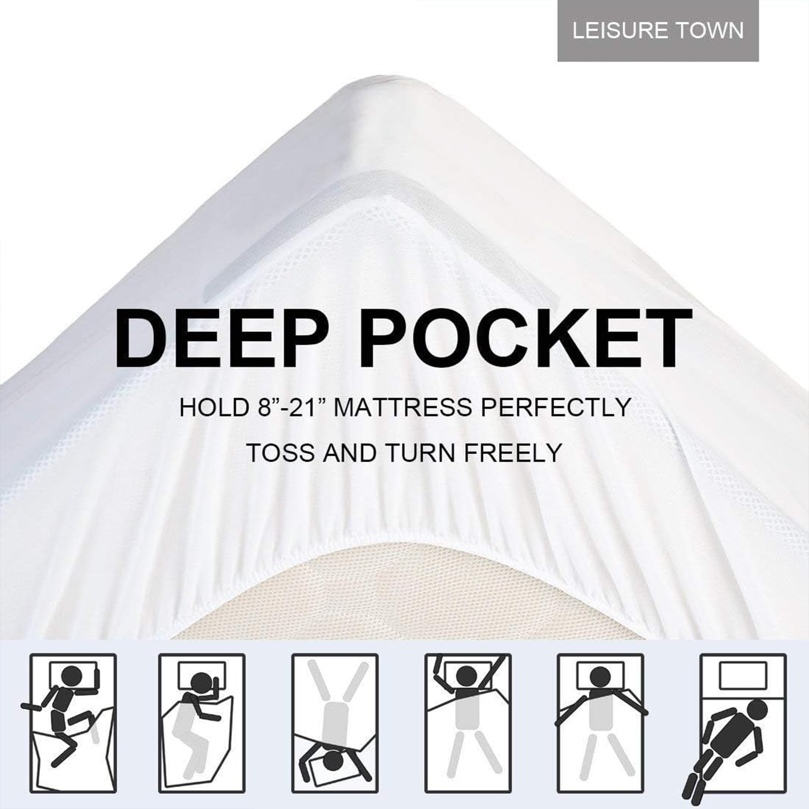 LEISURE TOWN Olympic Queen Mattress Pad Cover Super Queen, White