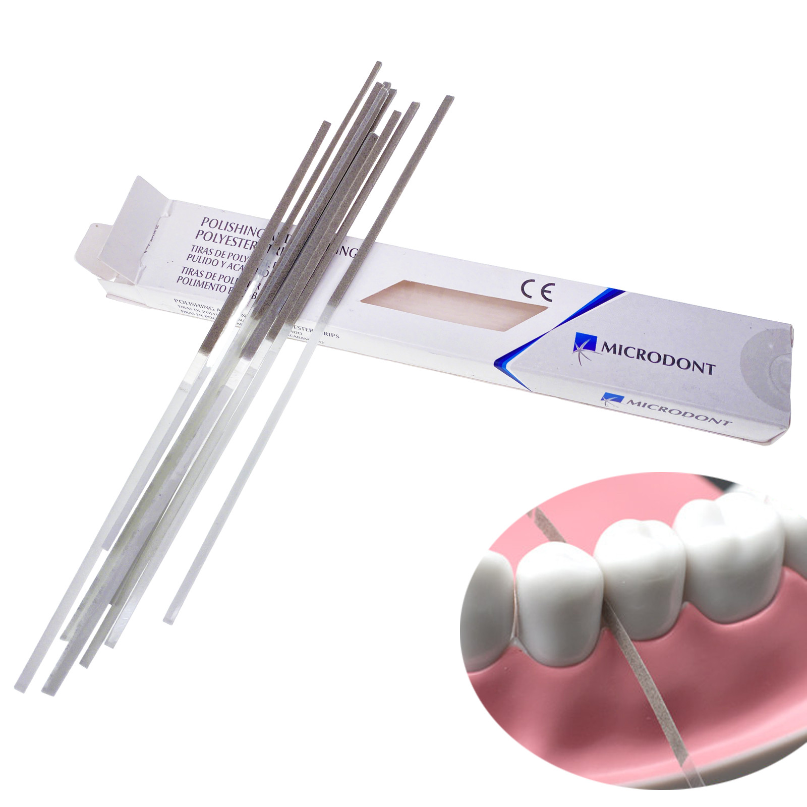 Microdont Dental Polishing Strips Polyester One 2.5 mm Medium/Fine 100 per Box
