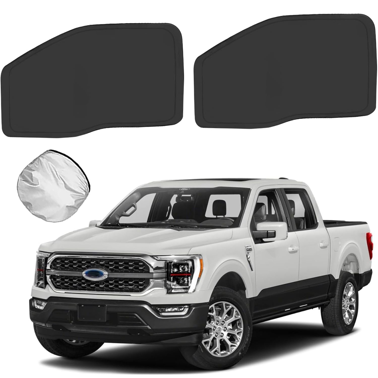 2Pcs For 2015-2020 Ford F150 Front Side Window Sun Shade Privacy Black Covers