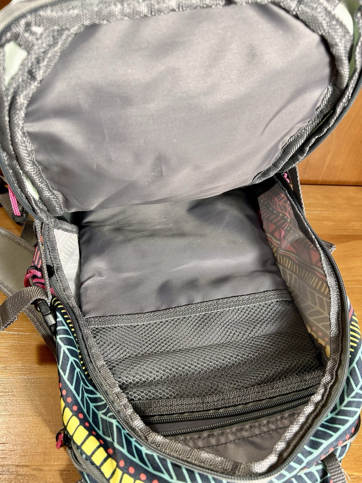 Coleman Hydration Backpack Multi Pocket Adjustable Straps Aqua And Gray