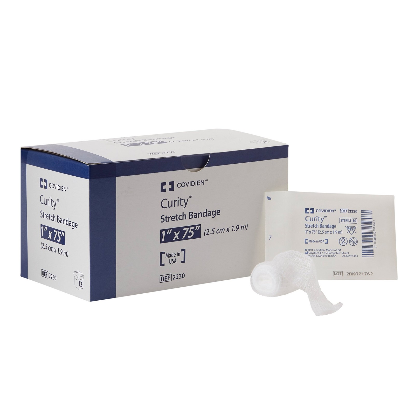 Curity Cotton-Polyester Conforming Bandage White Sterile 1 x 75" 12 Ct