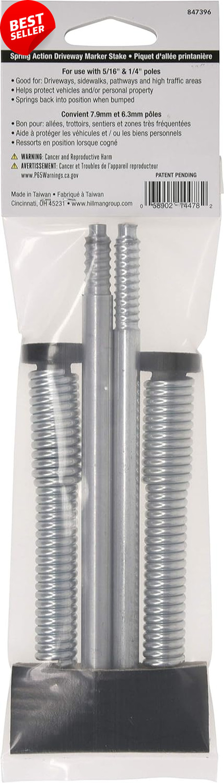 847396 Driveway Marker Stake, Spring Back, Reflective Silver, Snow Poles, 2-Pack