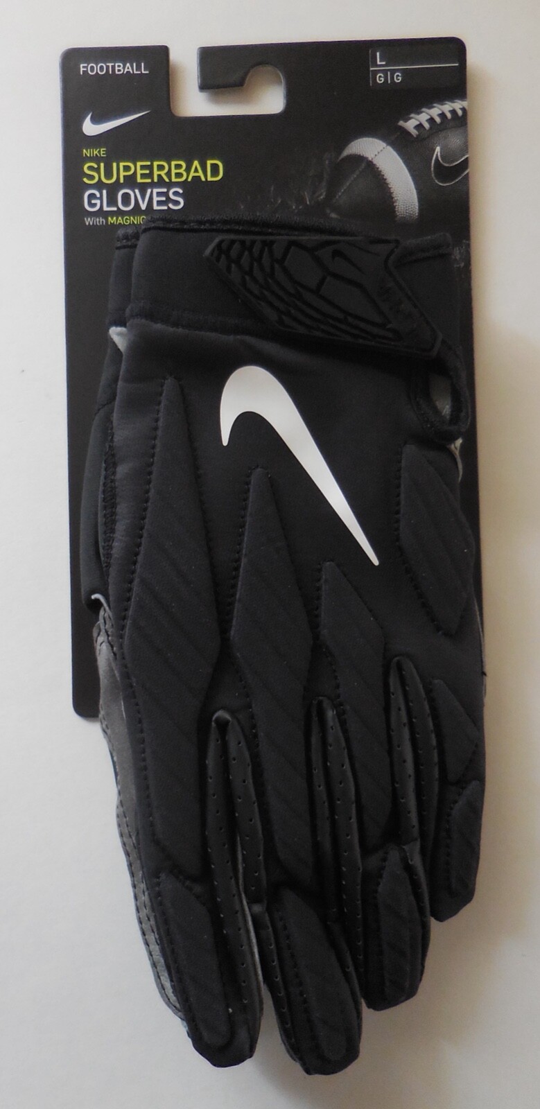 Nike NFL Superbad 5.0 Football Gloves LTHR PLM PD Men Black/Wolf Grey/White L