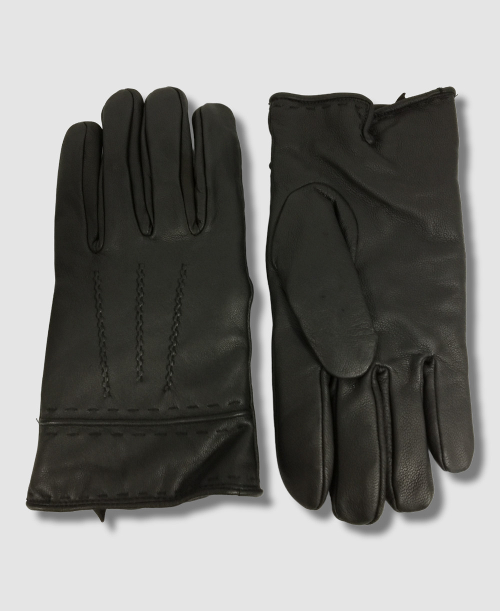 $89 Isotoner Men's Black Signature Genuine Leather Touchscreen Gloves Size M