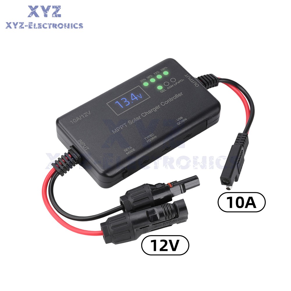 MPPT Solar Charger Controller 12V 10A Solar PV Controller for Lead-Acid LiFePO4