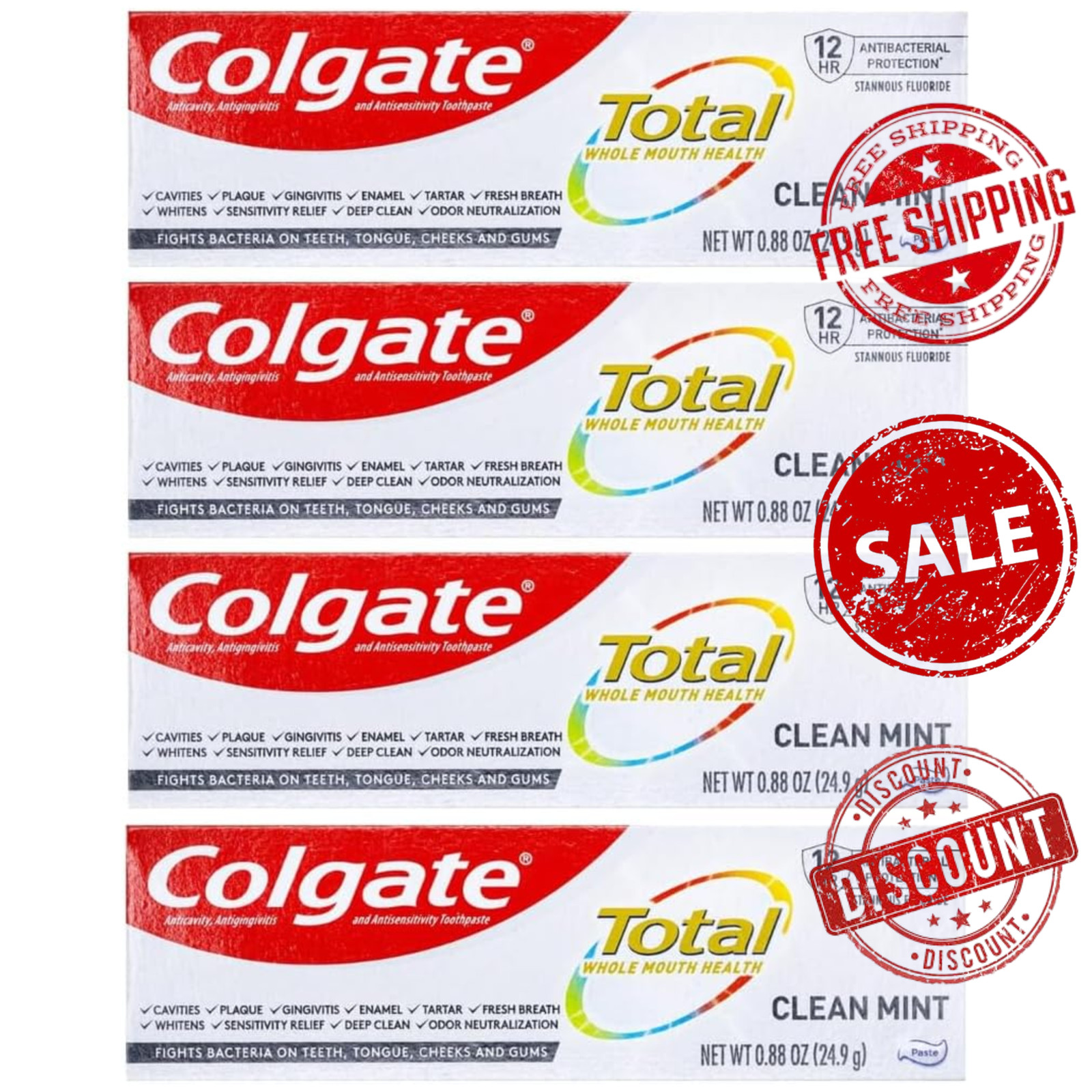 Colgate Total Clean Mint Toothpaste 0.88 Oz ( Pack of 4)