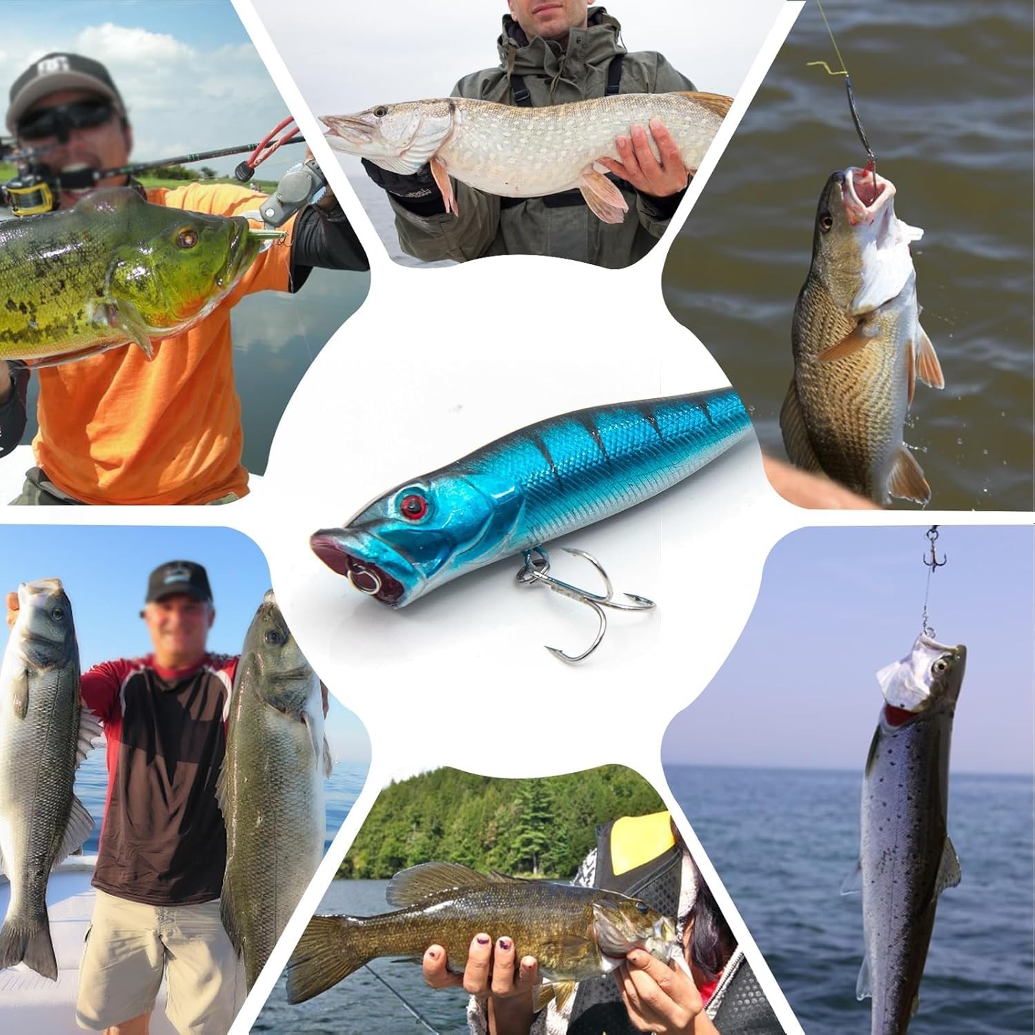 Fishing Treble Hooks & Split Rings Kit 210pcs Mixed Treble Hooks Size 2/4/6/8...