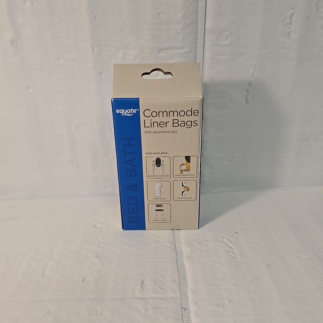 Commode Liner Bags w/ Absorbent Pad 12 Liners Per Box Disposable Refill Equate(V