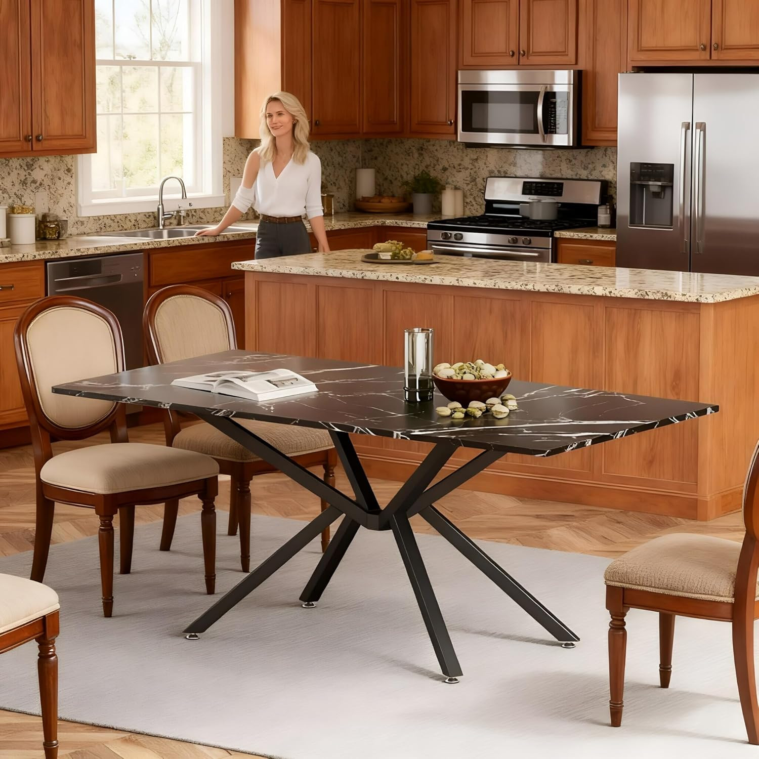 28" Heavy Metal Dining Table Base with Adjustable Footrest for DIY Projects
