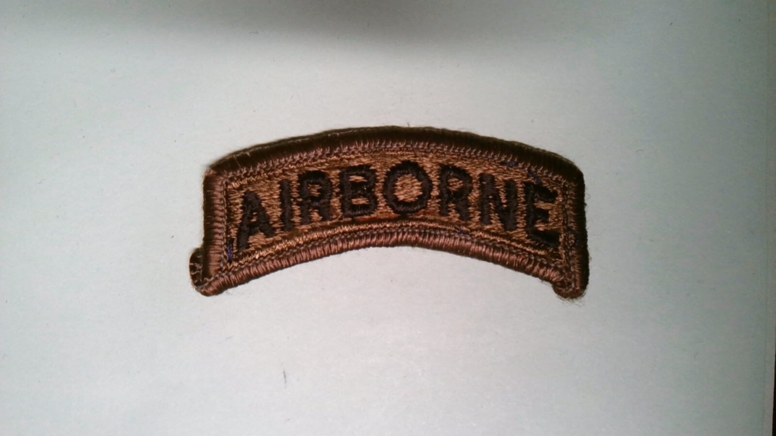 MILITARY PATCH US ARMY SHOULDER TAB FOR BDU OD GREEN SEW ON AIRBORNE COMBAT USED