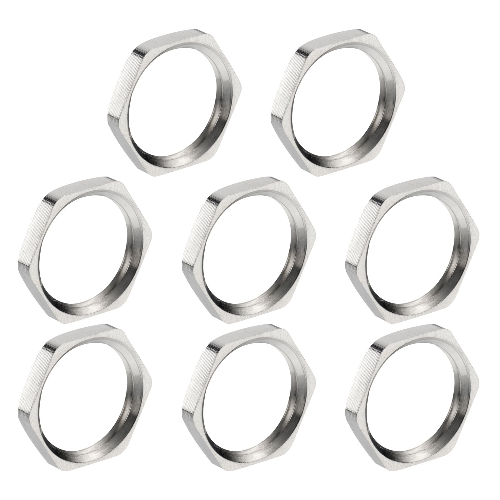 8PCS Cast Pipe Fitting Hex Locknut Nut NPT1/4" Female Thread Silver Tone