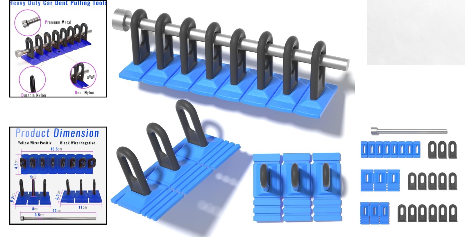 Professional Paintless Dent Puller Kit - Includes 3 Sizes of Glue Tabs & Lifter