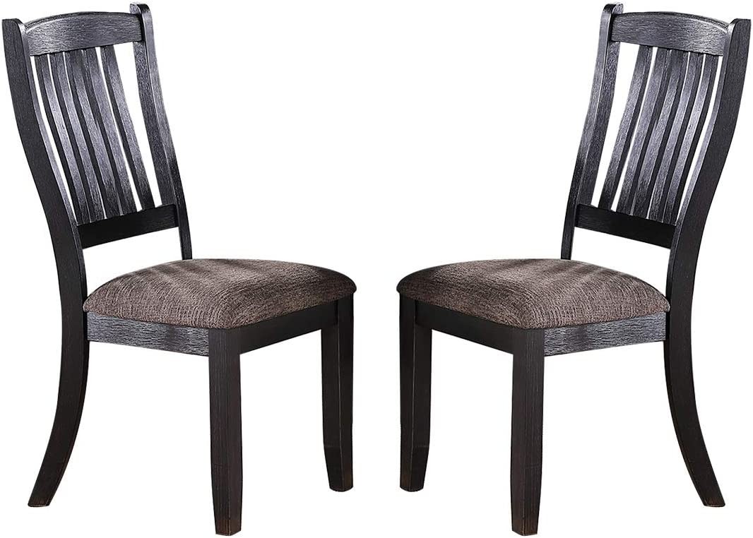 Dark Coffee Classic Wood Kitchen Dining Room Set of 2 Side Chairs Fabric uphol