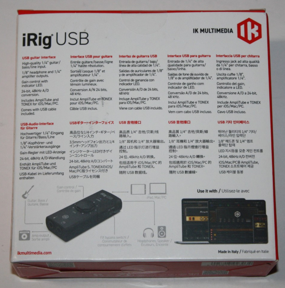 IK Multimedia iRig USB USB-C Guitar Recording Interface NEW